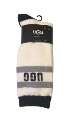 UGG Men's Cozy Plush Socks Size 8-12.5 Cream Navy Gray Set of 2